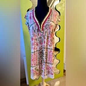 POUPETTE ST BARTH Sasha Mini Dress In pink floral. Size small